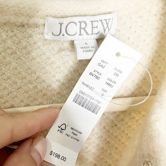 J. Crew Odette Sweater Lady Jacket with Jewel Buttons Crochet Trim Beige Size S - Picture 8 of 10